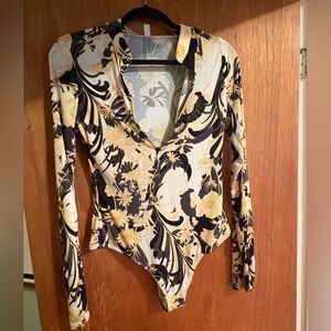 Free People Intimately Floral Long Sleeve Bodysuit